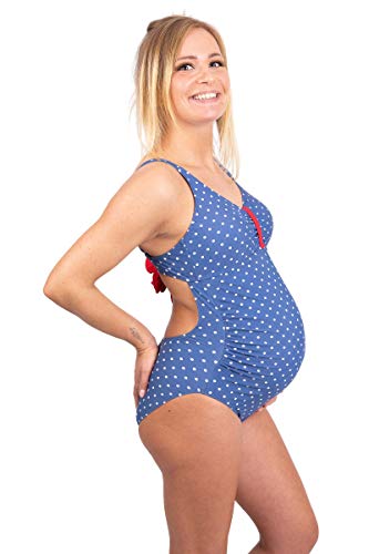 Petit Amour Umstands-Badeanzug Alice sehr raffinerter Schnitt Cup B/C/D Blau-Weiß-Rot Gr. L von Petit Amour