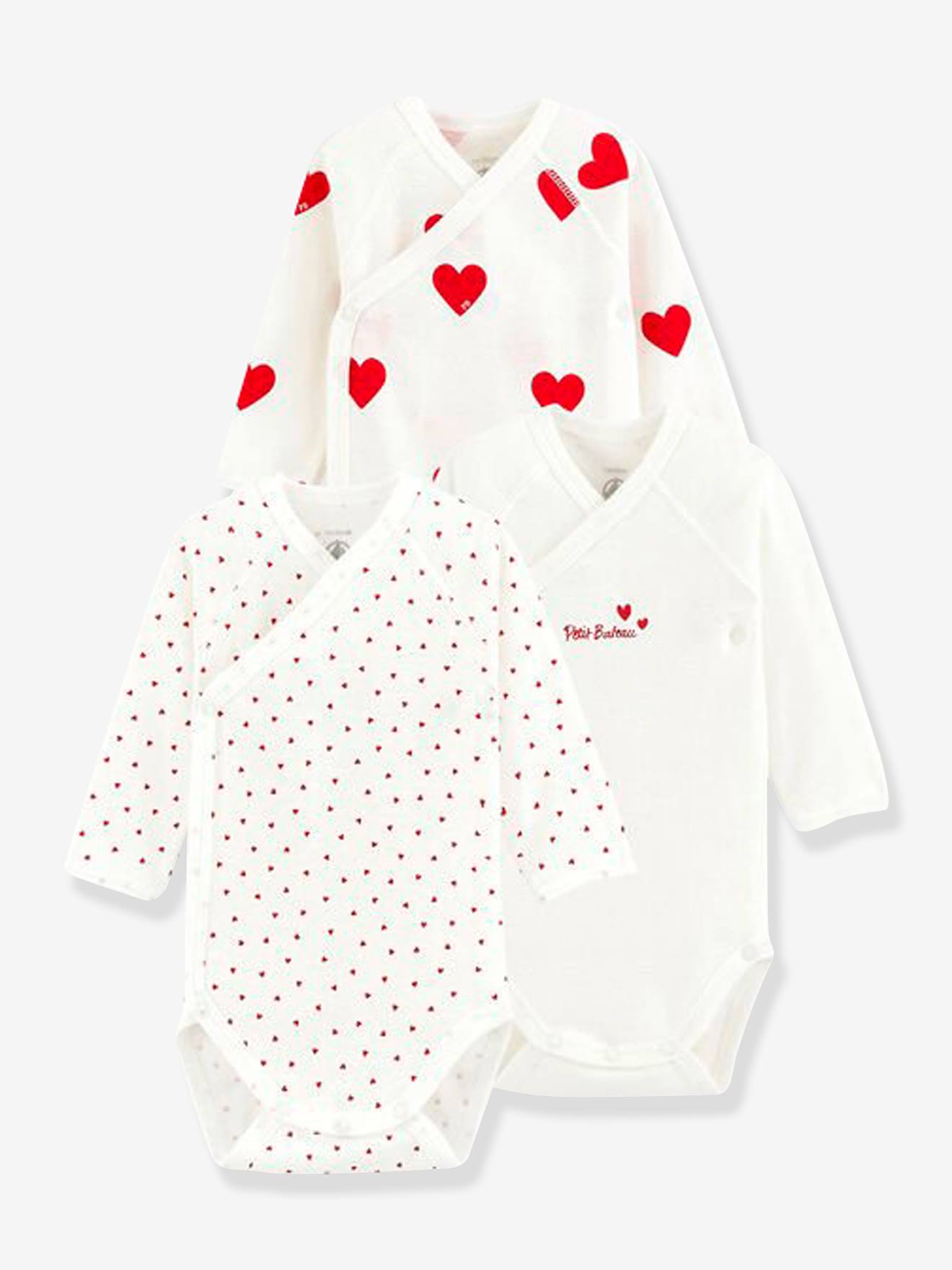3er-Pack Baby Langarm-Wickelbodys von Petit Bateau