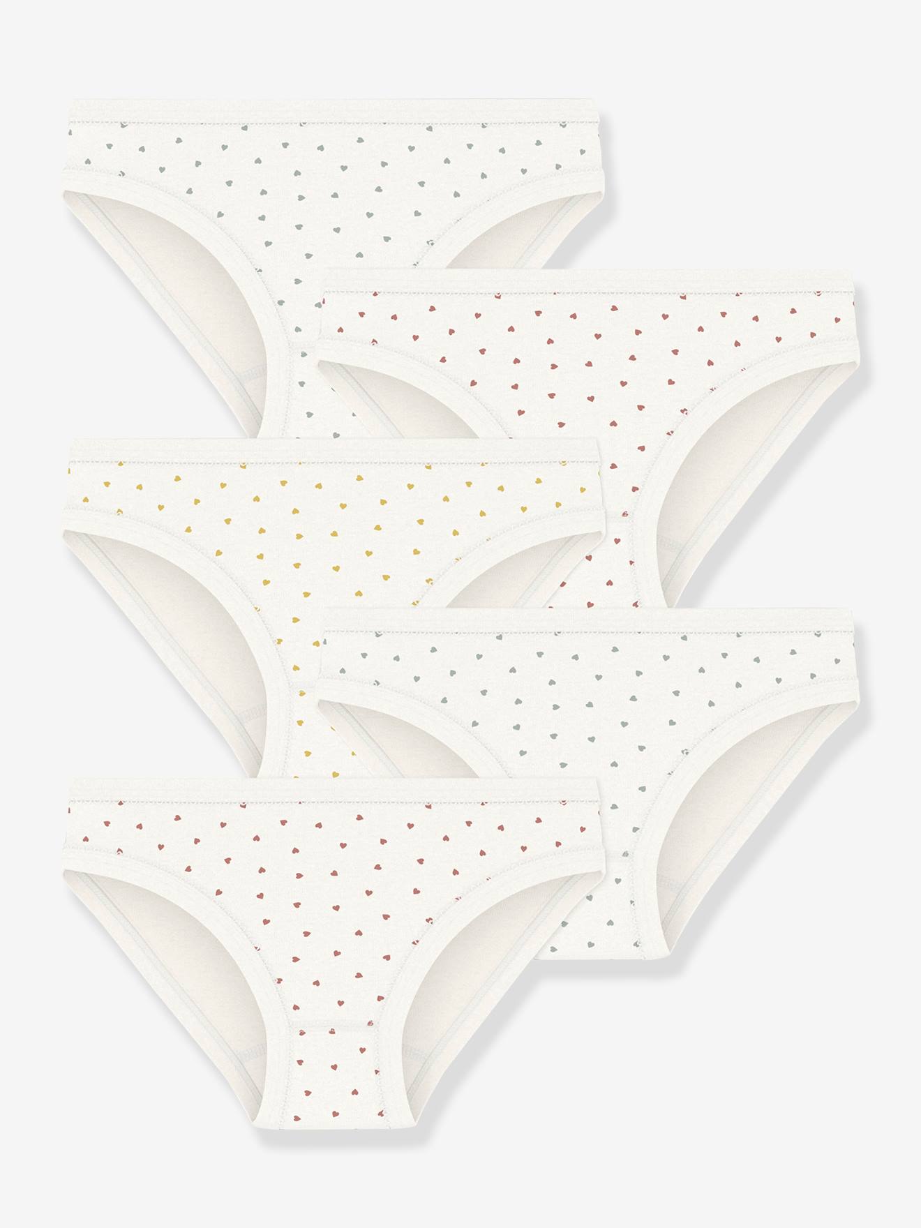 5er-Pack Mädchen Slips mit Herzen PETIT BATEAU von Petit Bateau