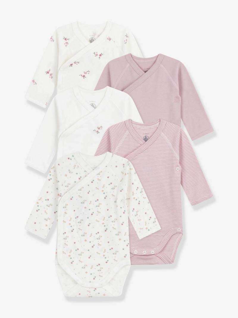5er-Pack Wickelbodys mit langen Ärmeln aus Baumwolle Baby PETIT BATEAU hell von Petit Bateau