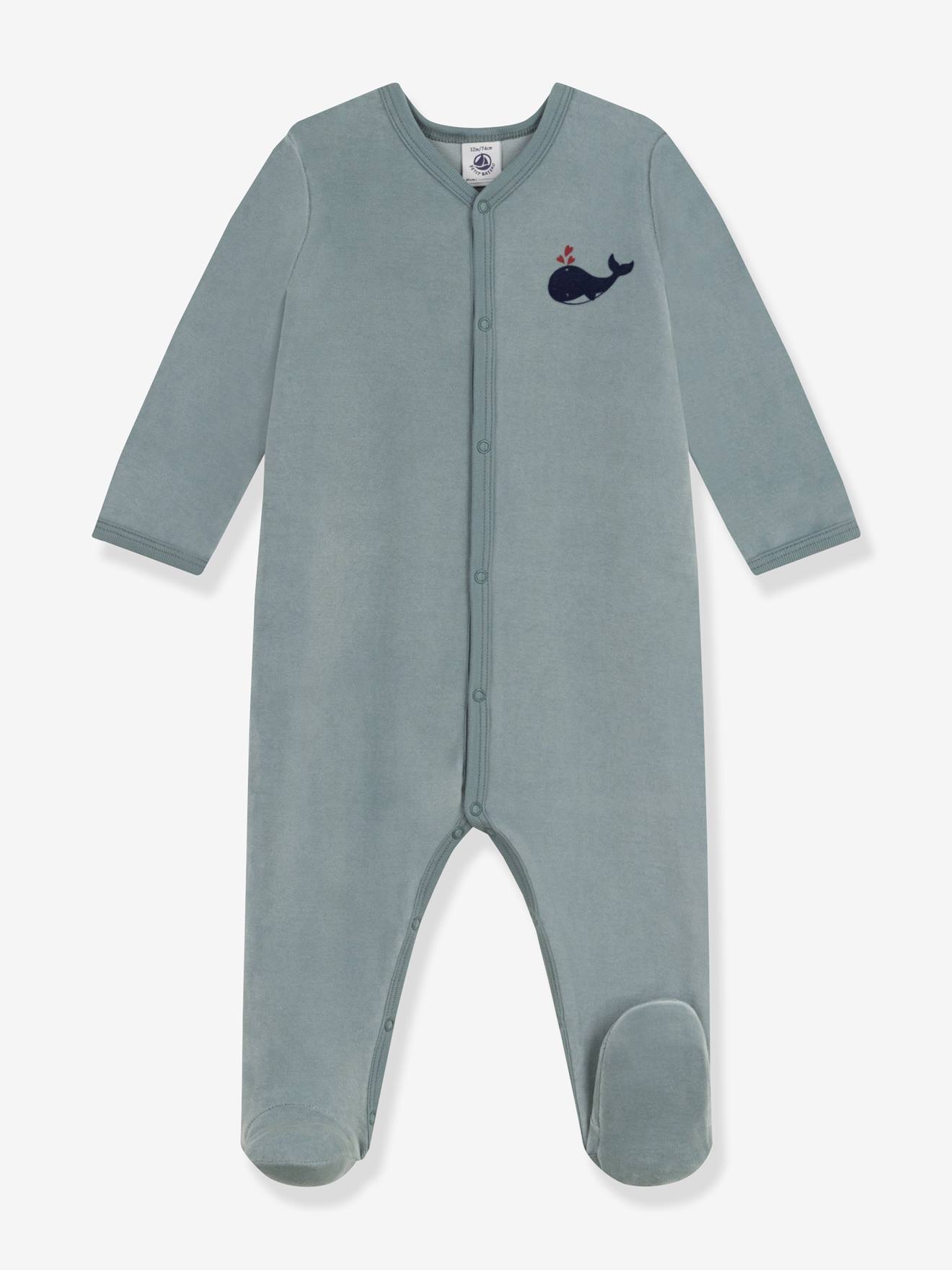 Baby Samt-Schlafanzug mit Füßen Wal PETIT BATEAU von Petit Bateau