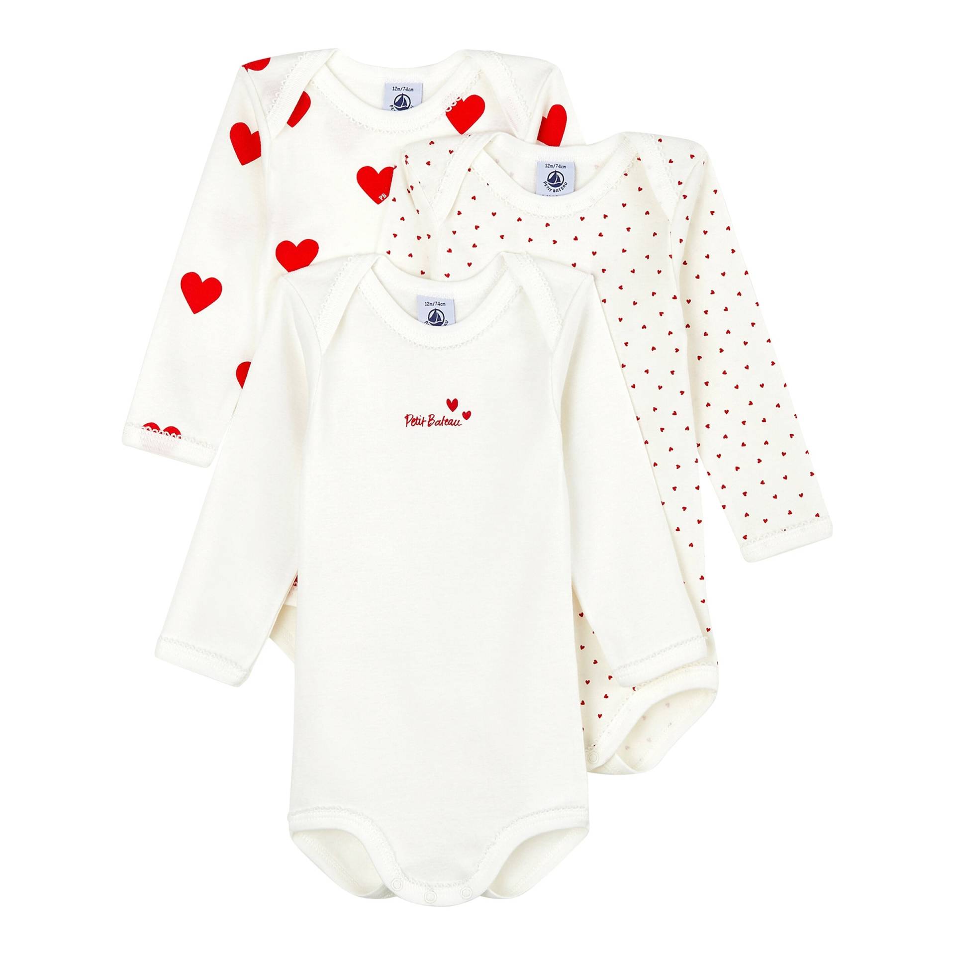 Petit Bateau 3er-Pack Bodys langarm Herzen Petit Bateau 3er-Pack Bodys langarm Herzen von Petit Bateau