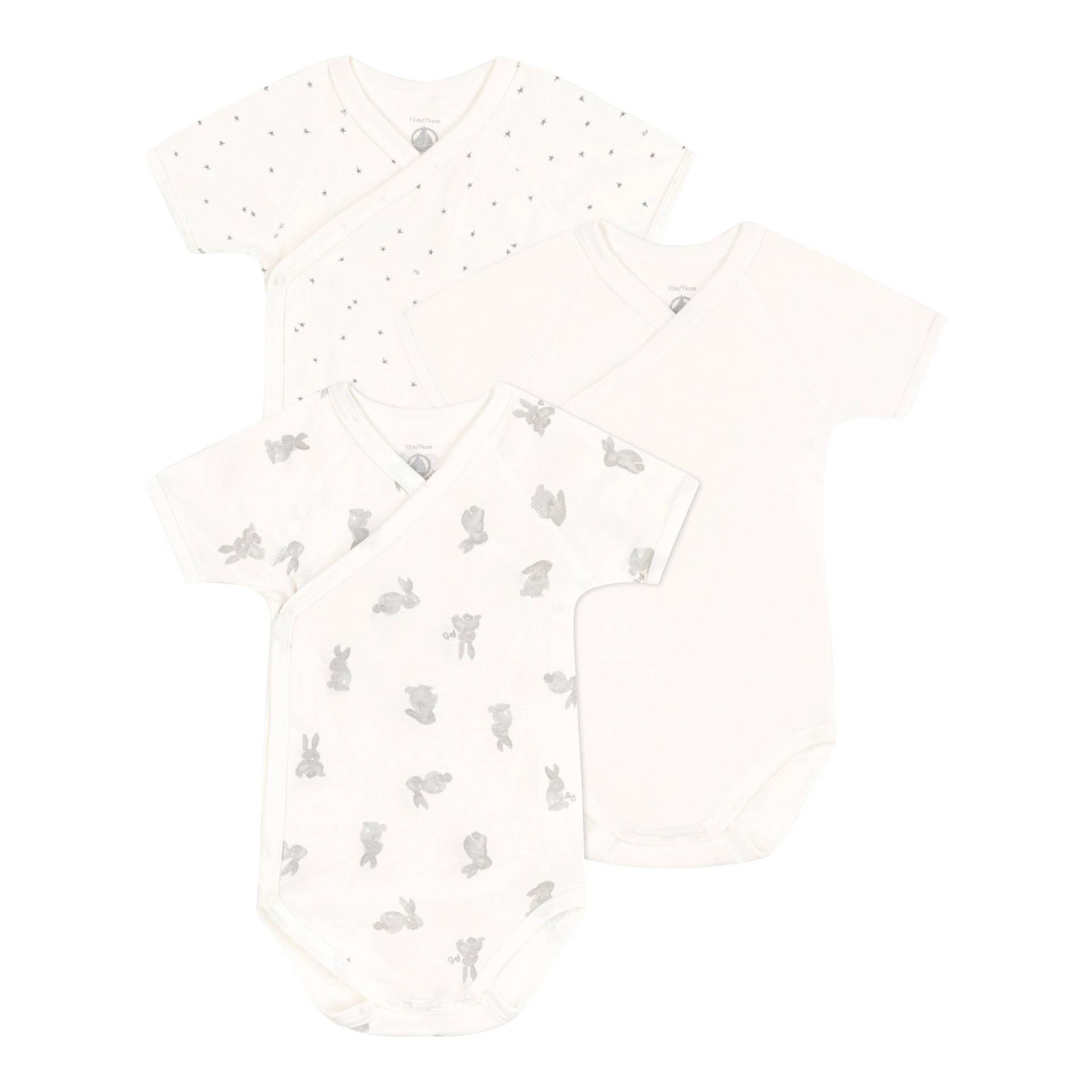 Petit Bateau 3er-Pack Wickelbodys kurzarm Hasen Sterne von Petit Bateau