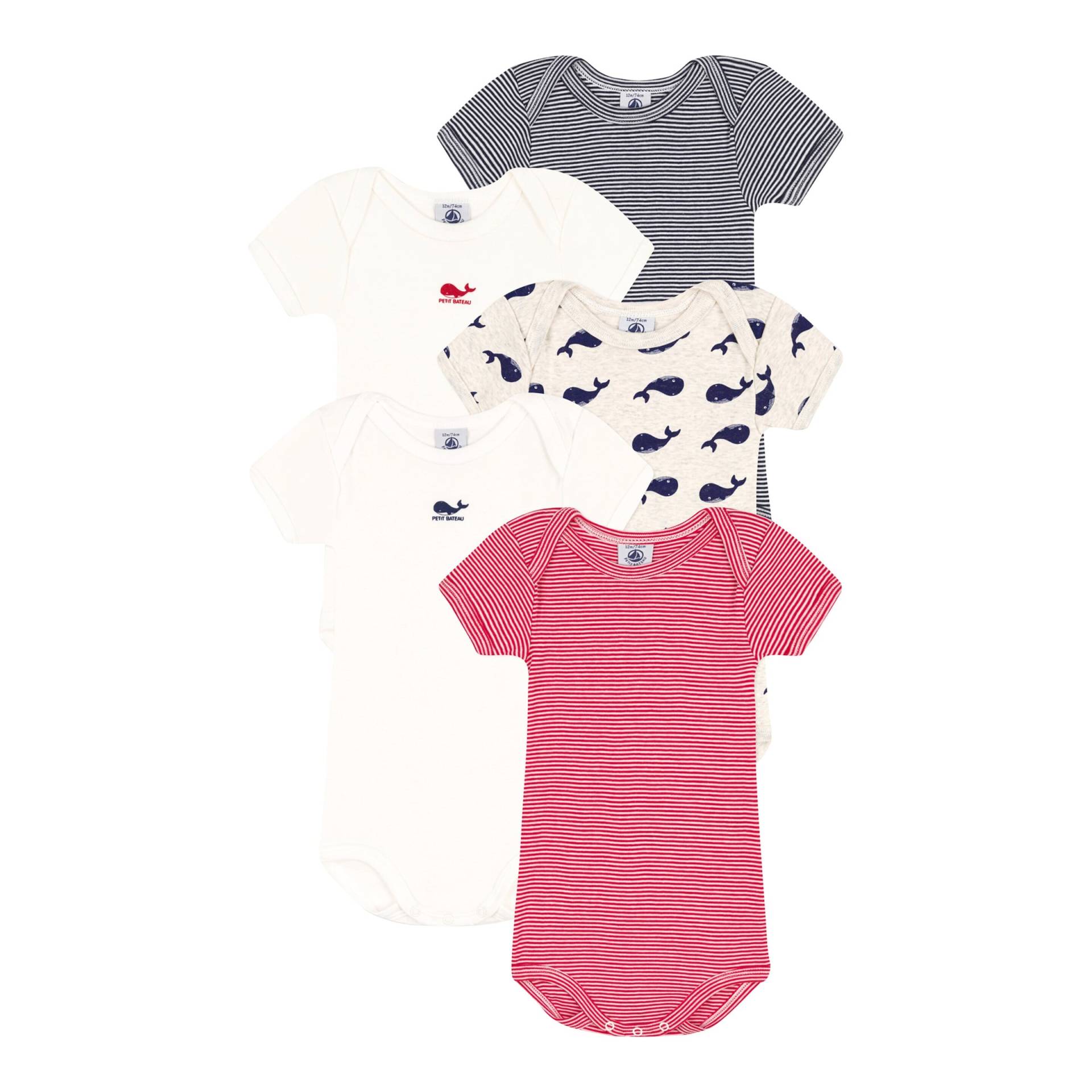 Petit Bateau 5er-Pack Bodys kurzarm Wale Ringel von Petit Bateau