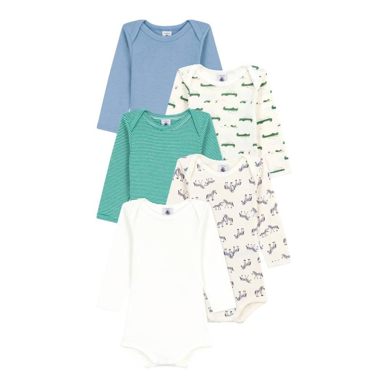Petit Bateau 5er-Pack Bodys langarm Krokodile Zebras Ringel von Petit Bateau
