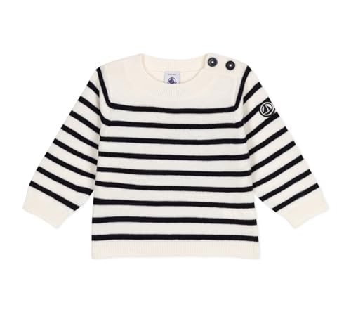 Petit Bateau A0B3U Langarmpullover Baby Jungen Marshmallow/Smoking 3 Jahre von Petit Bateau