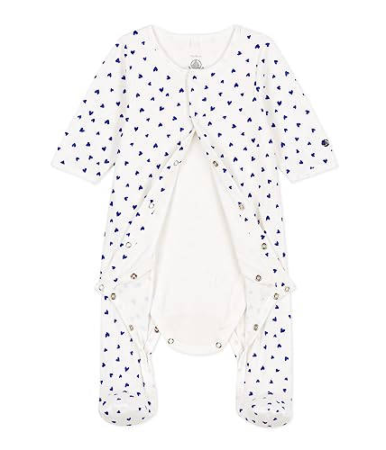 Petit Bateau Baby Jungen Body, Weiss Marshmallow / Blau Newbleu, 0 Monate von Petit Bateau