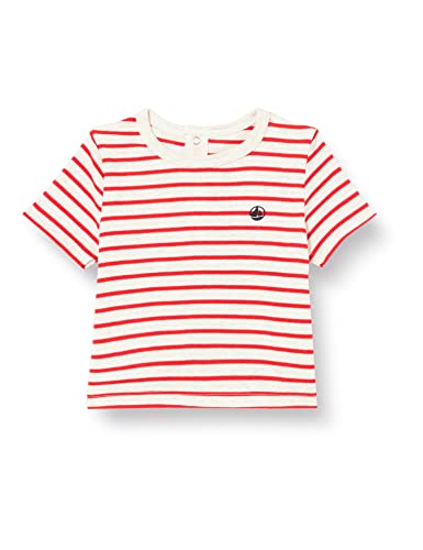 Petit Bateau Baby Jungen Kurzärmeliges T-shirt, Beige Montelimar / Rot Peps, 3 Monate von Petit Bateau