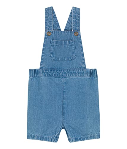 Petit Bateau Baby Jungen Latzhosen-Shorts, Blau Denim Clair, 12 Monate von Petit Bateau