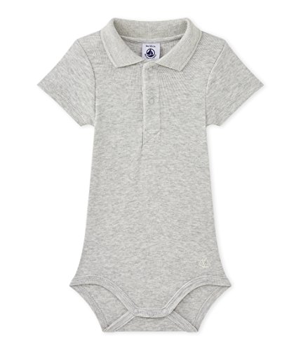 Petit Bateau Baby-Jungen MC A COL Polo 27505 Formender Body, Grau (Beluga Chine 30), 62 (Herstellergröße: 3m/60cm) von Petit Bateau