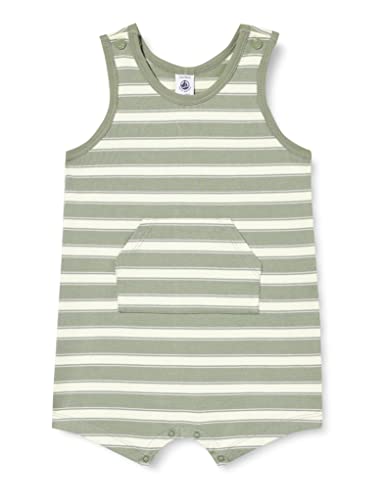 Petit Bateau Baby Jungen Overall-Shorts, Grün Marecage / Weiss Avalanche, 6 Monate von Petit Bateau