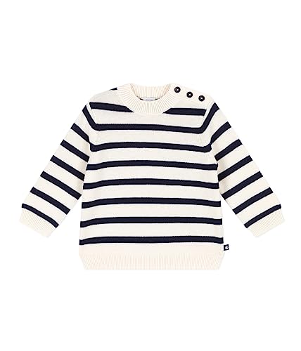 Petit Bateau Baby Jungen Pullover, Weiss Marshmallow / Blau Smoking, 24 Monate von Petit Bateau