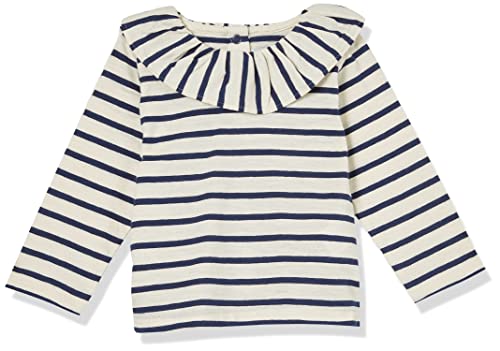 Petit Bateau Baby Mädchen Langarmbluse, Weiss Avalanche / Blau Medieval, 3 Jahre von Petit Bateau