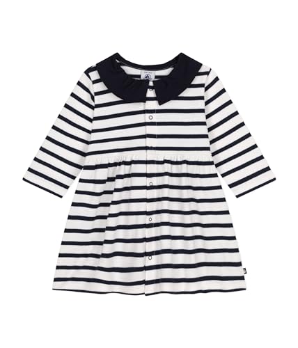 Petit Bateau Baby Mädchen A09OE Robe, Marshmallow/Smoking, 12 Monate von Petit Bateau