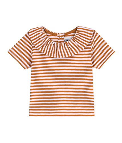 Petit Bateau Baby Mädchen Kurzarmbluse, Braun Toast / Weiss Doll, 18 Monate von Petit Bateau