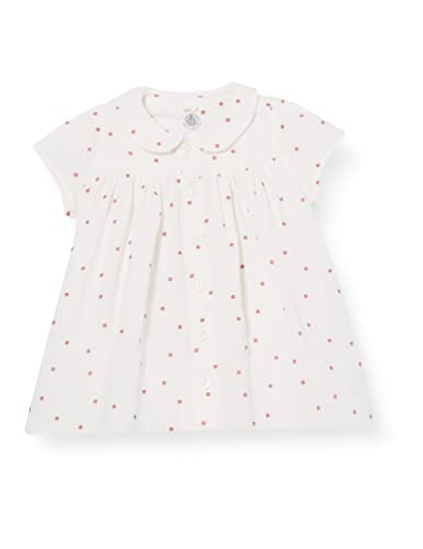 Petit Bateau Baby Mädchen Kurzarmkleid, Weiss Marshmallow / Rot Ombrie, 12 Monate von Petit Bateau