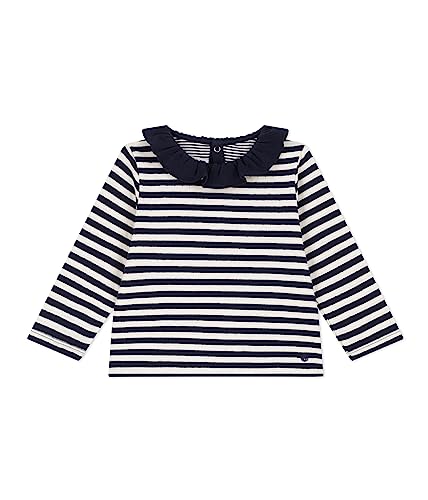 Petit Bateau Baby Mädchen Langarmbluse, Blau Smoking / Weiss Avalanche, 6 Monate von Petit Bateau