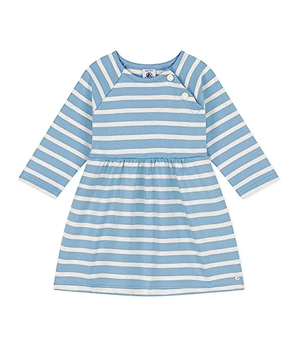 Petit Bateau Baby Mädchen Langarmkleid, Blau Azul / Beige Montelimar, 24 Monate von Petit Bateau