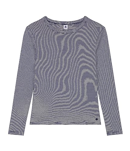 Petit Bateau Damen Langarm-T-Shirt, Blau Smoking / Weiss Marshmallow, XXS von Petit Bateau