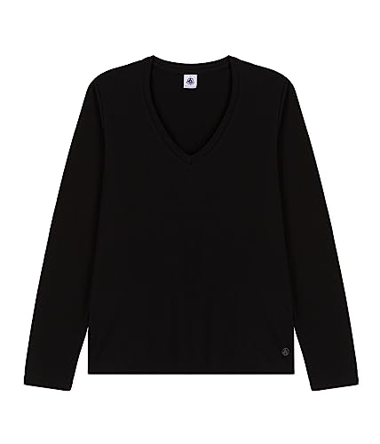 Petit Bateau Damen Langarm-T-Shirt, Schwarz, XXS von Petit Bateau