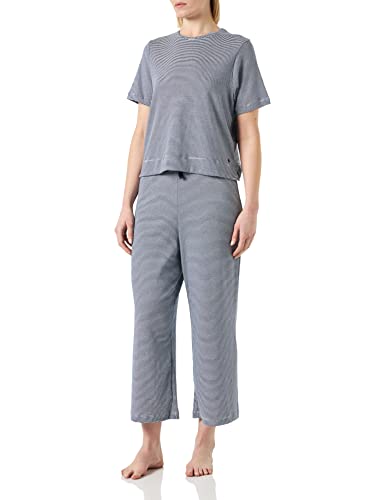 Petit Bateau Damen Pyjama, Blau Smoking / Weiss Marshmallow, XXS von Petit Bateau