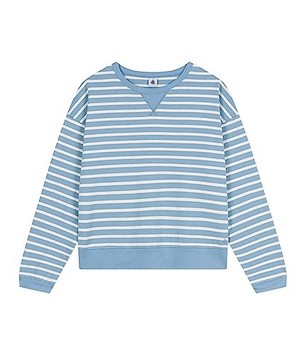 Petit Bateau Damen Sweatshirt, Blau Azul / Beige Montelimar, M von Petit Bateau