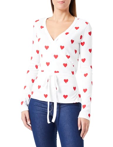 Petit Bateau Damen Wickeln über, Weiss Marshmallow / Rot Terkuit, XS von Petit Bateau