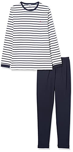 Petit Bateau Jungen Pyjama, Weiss Marshmallow / Blau Smoking, 16 Jahre von Petit Bateau