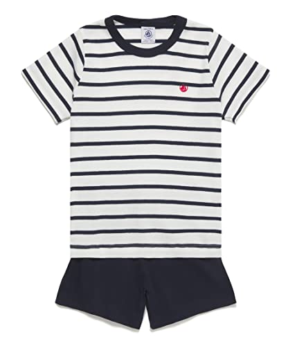 Petit Bateau Jungen Pyjacourt, Weiss Marshmallow / Blau Smoking, 10 Jahre von Petit Bateau