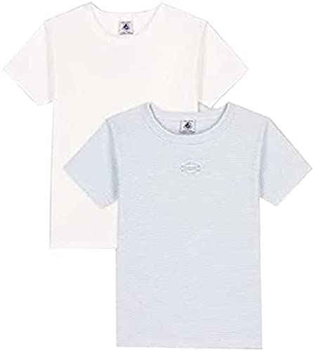 Petit Bateau Jungen A0550 T-Shirt, Goma/Marshmallow + Marshmallow, 8 Jahre (2er Pack) von Petit Bateau
