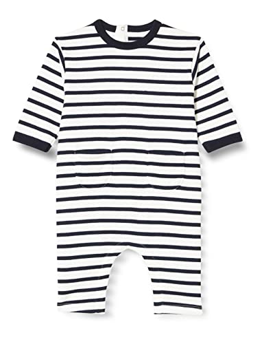 Petit Bateau Baby Jungen Langer Overall, Weiss Marshmallow / Blau Smoking, 6 Monate von Petit Bateau