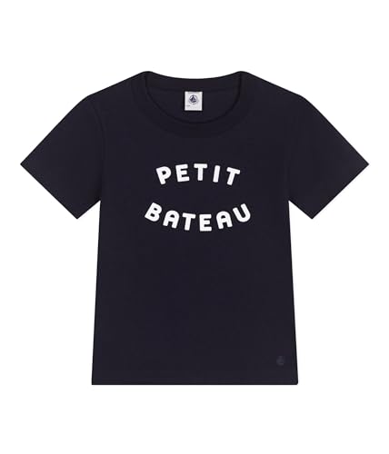 Petit Bateau Jungen A0amo T-Shirt, Smoking/Marshmallow, 10 Jahre von Petit Bateau