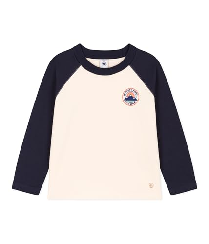 Petit Bateau Jungen Langarm-T-Shirt, Weiss Avalanche / Blau Smoking, 10 Jahre von Petit Bateau