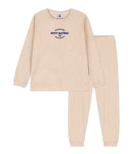 Petit Bateau Jungen Pyjama, Beige Tourone / Weiss Marshmallow, 6 Jahre von Petit Bateau