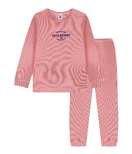 Petit Bateau Jungen Pyjama, Orange Oursin / Weiss Marshmallow, 10 Jahre von Petit Bateau