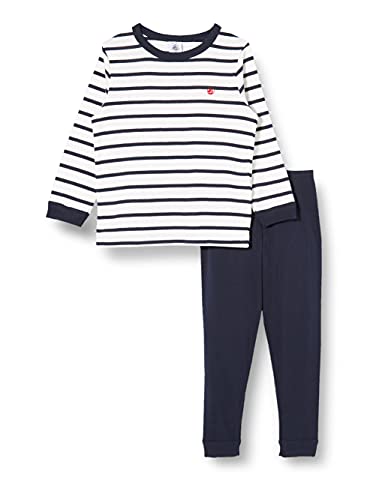 Petit Bateau Jungen Pyjama, Weiss Marshmallow / Blau Smoking, 12 Jahre von Petit Bateau