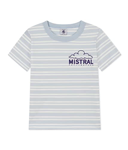 Petit Bateau Jungen T-Shirt, Blau Gomme / Weiss Marshmallow, 6 Jahre von Petit Bateau