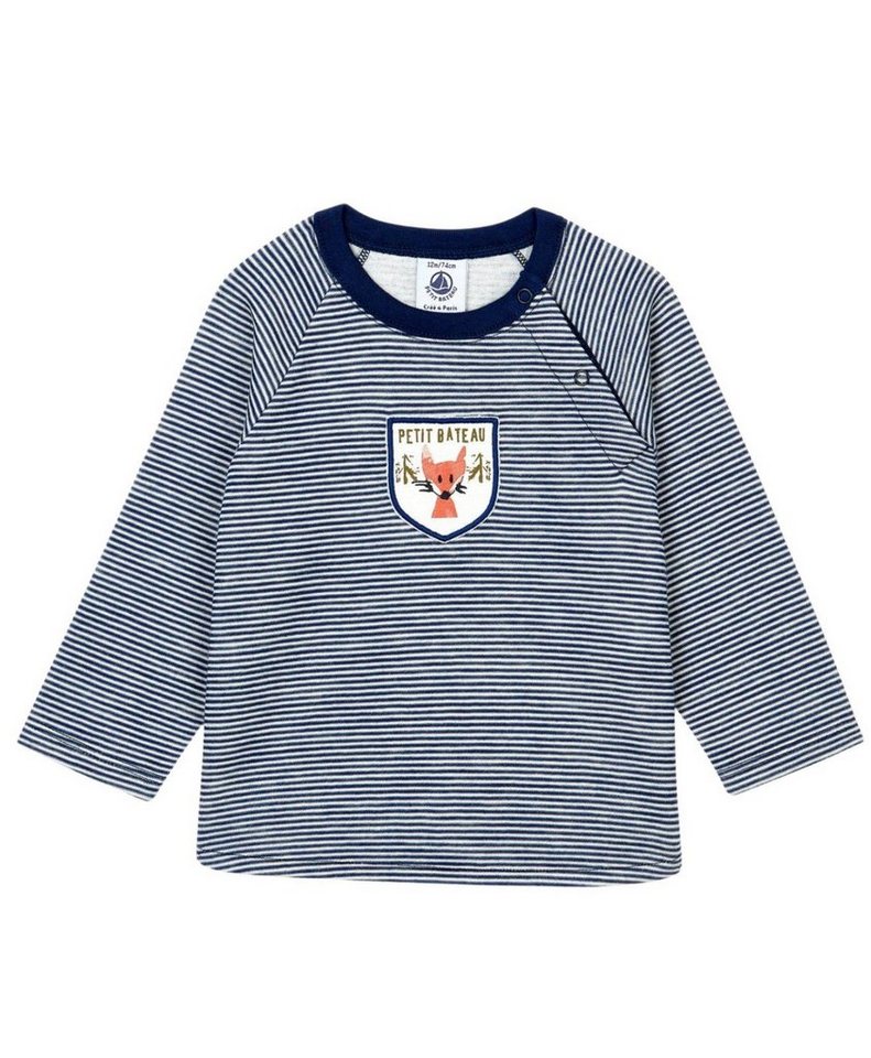 Petit Bateau Langarmshirt Petit Bateau Baby warmes Langarmshirt Streifen Fuchs blau weiß von Petit Bateau