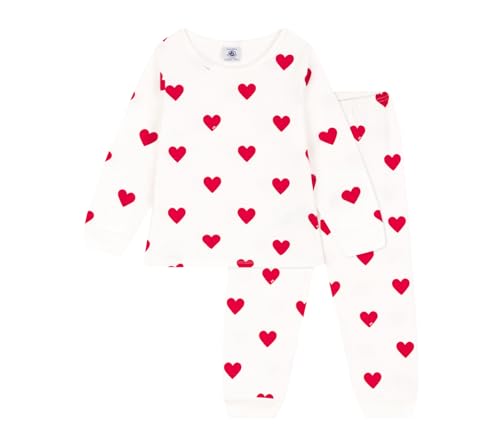 Petit Bateau Mädchen A00fr Pyjama, Weiss Marshmallow / Rot Terkuit, 2 Jahre EU von Petit Bateau