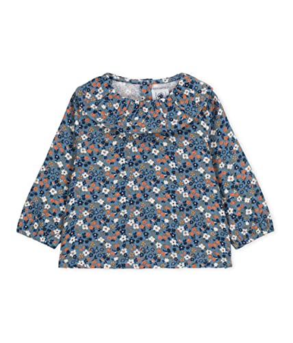 Petit Bateau Baby Mädchen Langarmbluse, Blau Rover / Mehrfarbig, 12 Monate von Petit Bateau