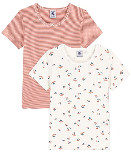 Petit Bateau Mädchen A05L1 T-Shirt, Multico + Brandy/Marshmallow, 6 Jahre (2er Pack) von Petit Bateau