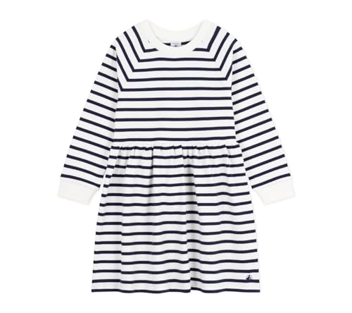 Petit Bateau Mädchen A0CRC Langarmkleid, Weiß/Blau, 6 Jahre von Petit Bateau