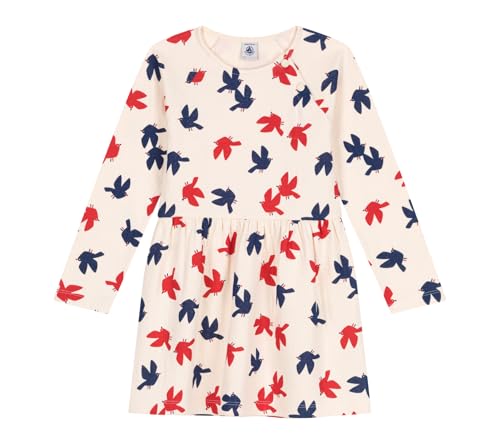 Petit Bateau Mädchen A0CY6 Langarmkleid, Ecru/Mehrfarbig, 4 Jahre von Petit Bateau