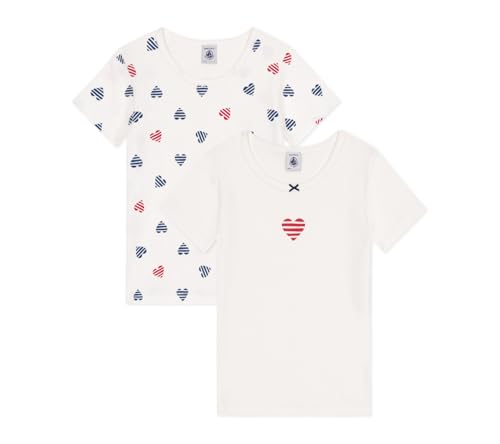 Petit Bateau Mädchen A0D2C Kurzarm-T-Shirts, Variante 1, 10 Jahre (2er Pack) von Petit Bateau