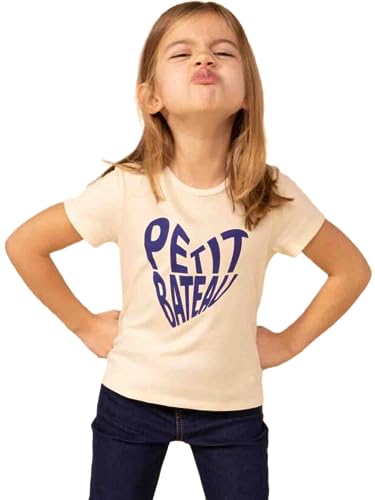 Petit Bateau Mädchen Kurzärmeliges T-shirt, Weiss Avalanche, 8 Jahre von Petit Bateau