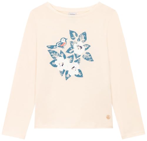 Petit Bateau Mädchen Langarm-T-Shirt, Weiss Avalanche / Blau Polochon, 10 Jahre von Petit Bateau