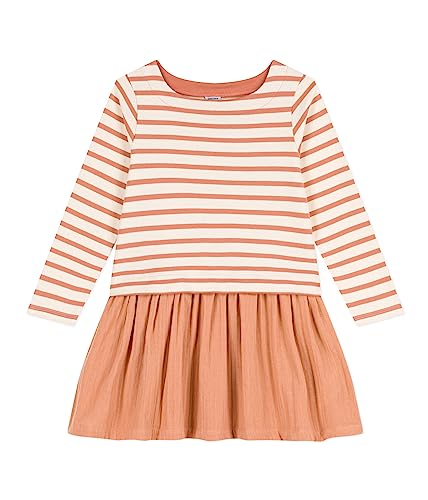 Petit Bateau Mädchen Langarmkleid, Weiss Avalanche / Rosa Sienna, 5 Jahre von Petit Bateau