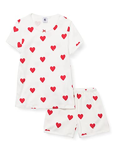 Petit Bateau Mädchen Pyjacourt, Weiss Marshmallow / Rot Terkuit, 3 Jahre von Petit Bateau