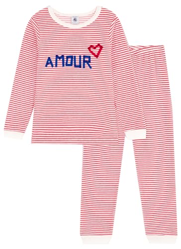 Petit Bateau Mädchen Pyjama, Weiss Marshmallow / Rot Corrida, 3 Jahre von Petit Bateau