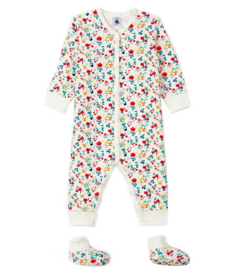 Petit Bateau Neugeborenen-Geschenkset Petit Bateau Frottee Anzug mit Schühchen allover Print (Set, Strampler + Schühchen) von Petit Bateau